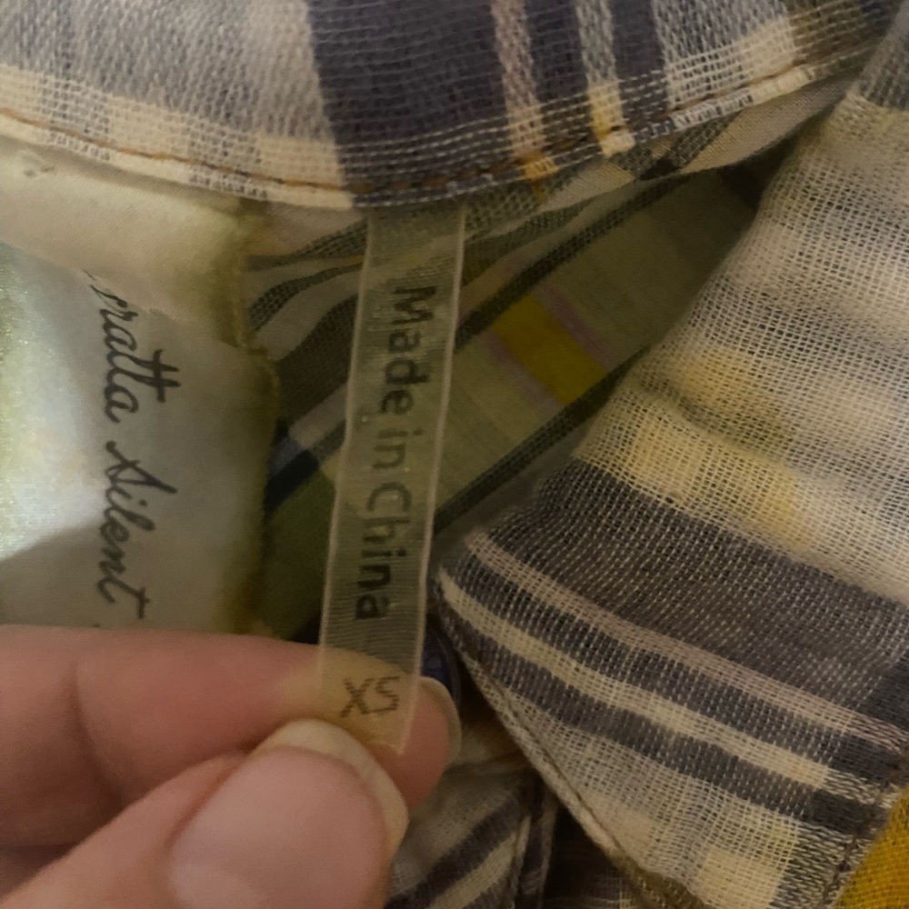 ARATTA HIBISCUS WASHED PLAID shirt with colorful bird-themed botanical print XS - Picture 11 of 16
